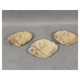 Set of Three Carved Soapstone Ashtrays