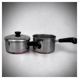 VTG RevereWare 2 & 3 Quart Pots w/ 1 Lid that