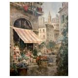 FLOWER SHOP ON STREET PRINT ON CANVAS  BY L.