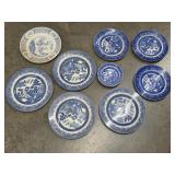 Collection of Blue Willow Plates +
