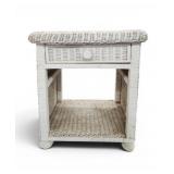 Vtg Wicker End Table Weathered