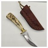 BONE HANDLE FIXED BLADE SKINNER KNIFE W SHEATH