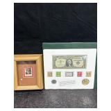 SILVER CERTIFICATE, COINS & STAMP SET