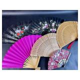 6 Vtg Decorative Fans