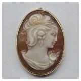 18k YELLOW GOLD ANTIQUE HAND CARVED CAMEO PENDANT