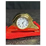 NIB GOLD PLATED MINI MANTLE CLOCK TAIWAN
