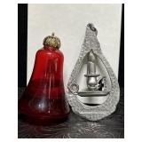 INTERNATIONAL PEWTER CANDLESTICK ORNAMENT & RED