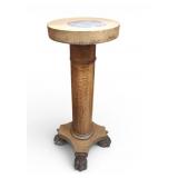 Antique Tiger Oak Clawfoot Pedestal Plant Stand