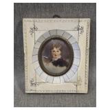 Miniature Antique Portrait in Bone Frame Vandyke?