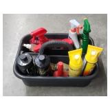 Tote of Automotive Cleaning Supplies Etc