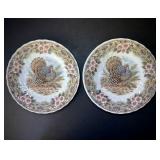 Pair Queenï¿½s Myott Thanksgiving Turkey Plates 8"
