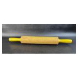 VTG Wood Dough Roller w/ Yellow Handles