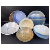 6 Hand Thrown/ Signed Pottery Bowls
