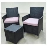 3 PC. PATIO CHAIR & TABLE SET TABLE 16" X 16" X