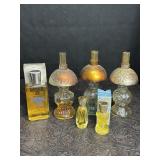 3 VINTAGE AVON PARLOR LAMP DECANTERS W/ 3 BOTTLES