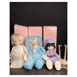 3 NOS PRECIOUS MOMENTS DOLLS W/ STANDS