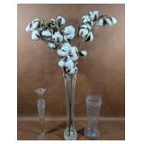 Vintage Etched Crystal Vase, Pressed Glass Vase
