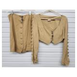 NOS Byblos Italy Crop Top Skirt Suit Linen Blend