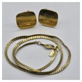 14K GOLD FILLED NECKLACE AND CUFF LINKS