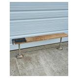 VINTAGE BUS/POLICE STATION BENCH W/ METAL LEGS