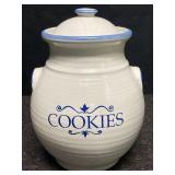 RED WING POTTERY COOKIE JAR, LID HAS A CRACK