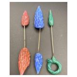1920ï¿½s HAND-BLOWN GLASS HAT PINS