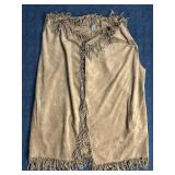 LADIES FAUX LEATHER VEST W/ FRINGE 2XL