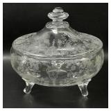 Cambridge Rose Point Footed Candy Dish w/ Lid