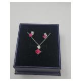 Sterling Silver Necklace & Earrings Moissanite