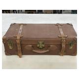Vintage Leather Suitcase w/ Brass Hardware ,