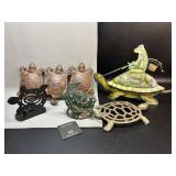 Metal Turtle Decor, Cast Iron Hooks, Tea Light