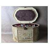 Vtg. Lerner Sewing Storage Box W/ Contents