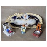 Porcelain Figurines & Celery Tray Black Americana