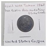 1863 UNITED STATES COPPER CIVIL WAR TOKEN