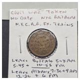 NYC RAIL ROAD BUFFALO NY CIVIL WAR TOKEN
