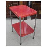 Mid-Century Red Enamel Kitchen Cart