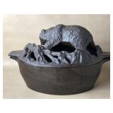 Vintage John Wright Cast Iron Bear Steamer