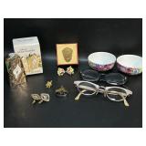 Vintage Jewelry, Cat Eye Glasses, +, Denton China
