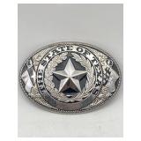 LARGE SILVER & BLACK THE STATE OF TEXAS BELT