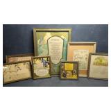 Vintage Framed Poems, Buzza Motto &More! Art Deco