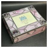 New Pink Stained Glass Trinket Box w/ Photo Frame