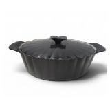 Vtg Technique Enamel Cast Iron Dutch Oven Fluted