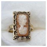 10k YELLOW GOLD ANTIQUE CAMEO RING SZ 6.5