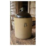 Antique 5 Gallon Stoneware Whiskey Jug: Farmhouse