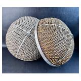 VTG Hand Woven w/ Metal Trim Food Covers