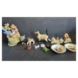 Lefton Cat Figurines, Signed Terra Studios Blue