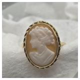 MARKED VD 14K YELLOW GOLD CAMEO RING SZ.