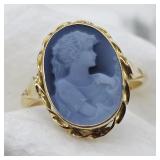 MARKED VD 14K YELLOW GOLD CAMEO RING SZ.6