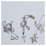3- 925 SILVER PENDANTS WITH 925 SILVER CHAIN