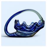 VTG Art Glass Handled Bowl Sooner Glass ?